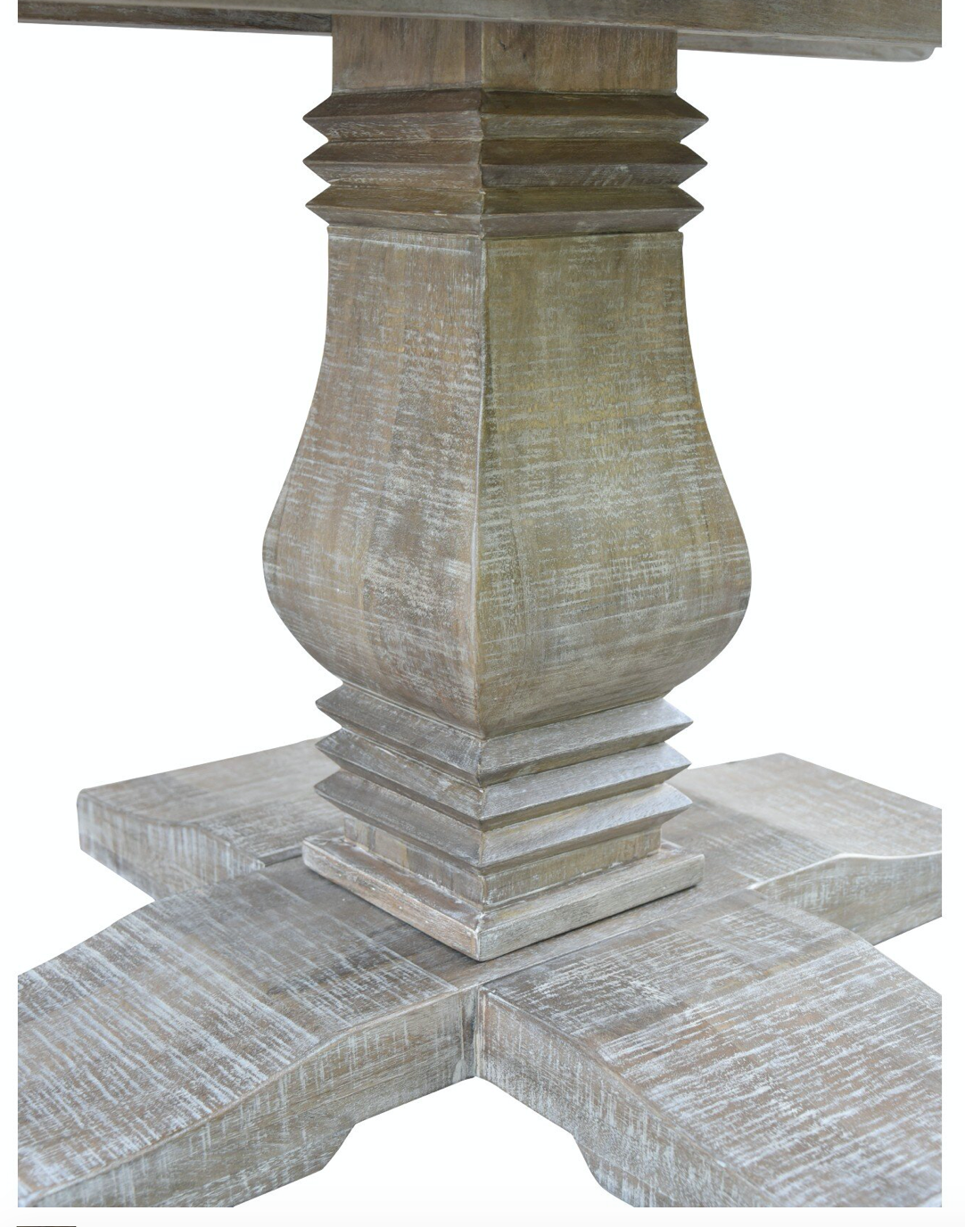 Charleston 53" Round Parquet Dining Table - White Wash - Classic Carolina Home