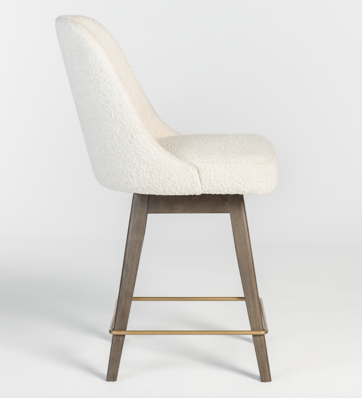 Zach Swivel Bar Stool - Cotton + Brown - Classic Carolina Home