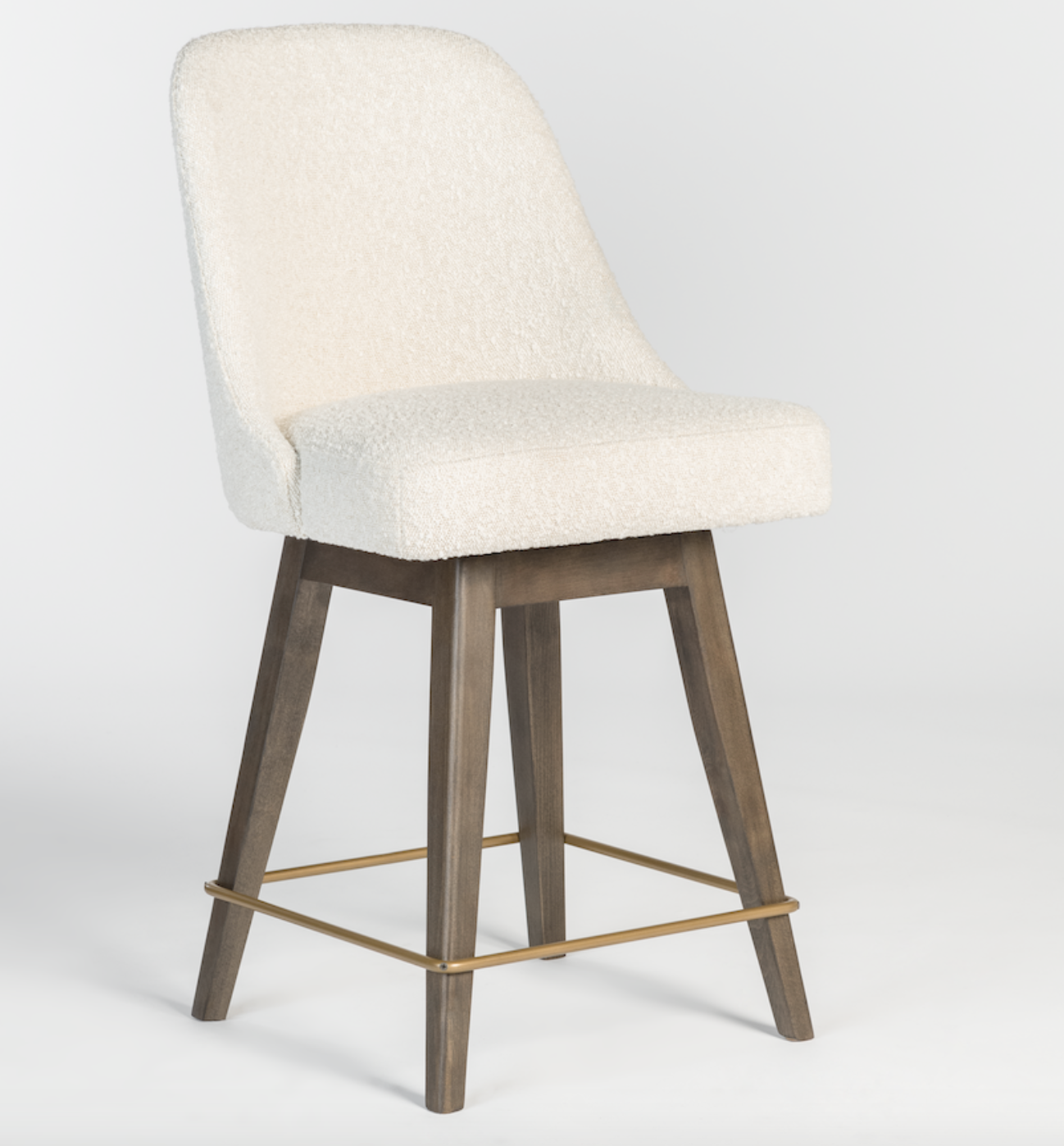 Zach Swivel Counter Stool - Cotton + Brown - Classic Carolina Home