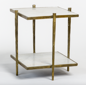 Renfro 20" End Table - Marble + Brass - Classic Carolina Home