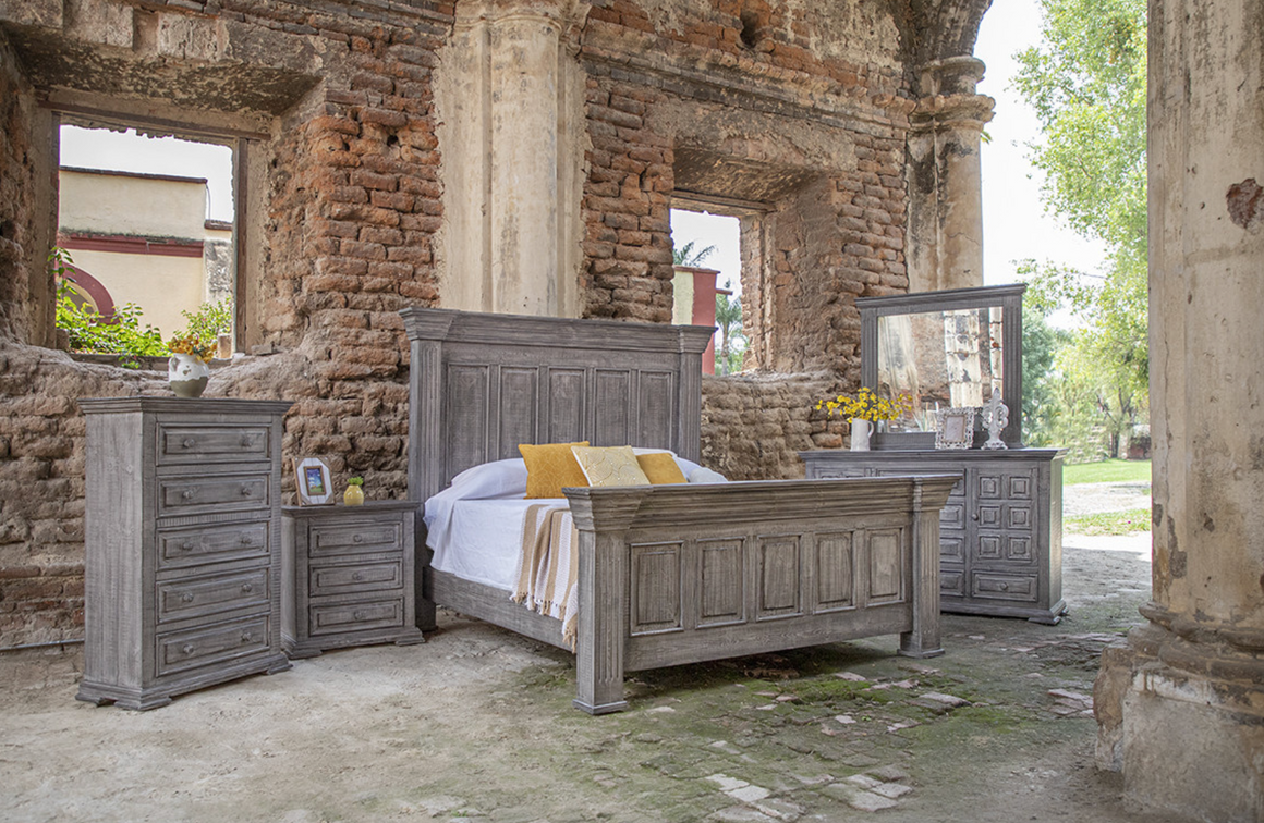 Cabo Queen Panel Bed - Weathered Gray - Classic Carolina Home
