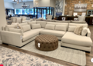 Gloria Quick Ship 144" x 130" Sectional w/ Right Seated Chaise - Crypton Quicksilver - Classic Carolina Home