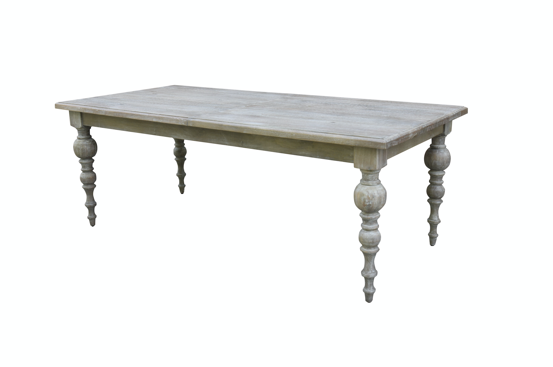 Salem 82" - 102" Extension Dining Table - New White Wash - Classic Carolina Home