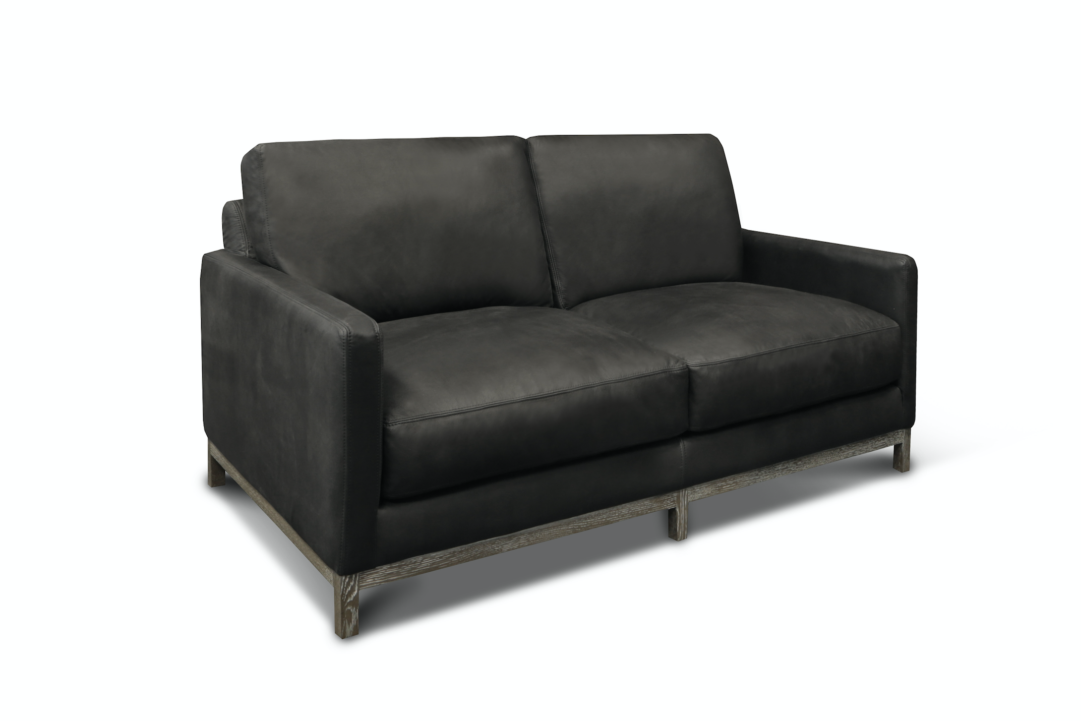 Clarksdale 67" Top Grain Leather 2 Cushion Loveseat - Napa Charcoal - Classic Carolina Home