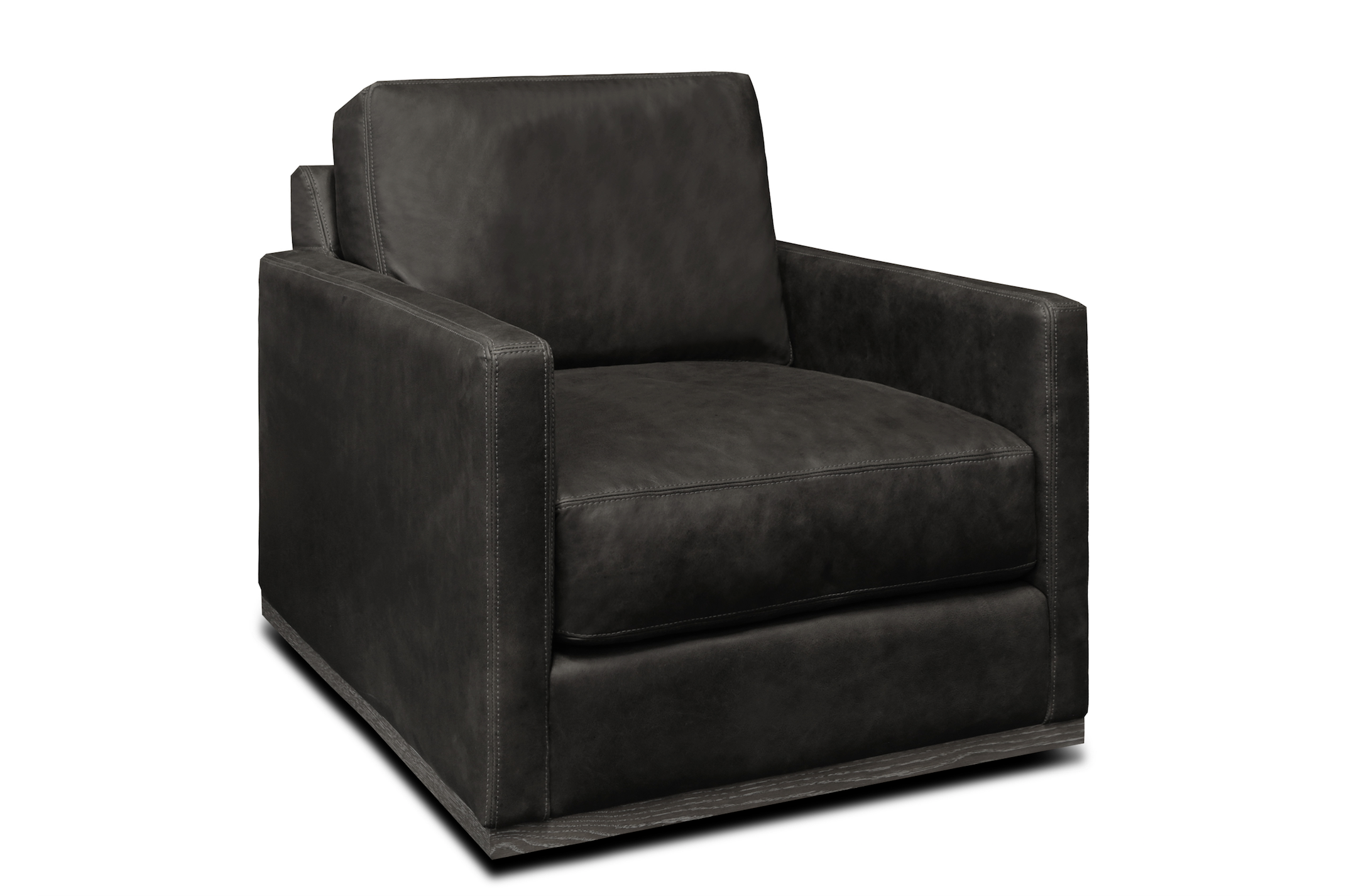 Clarksdale 32" Top Grain Leather Swivel Chair - Napa Charcoal - Classic Carolina Home