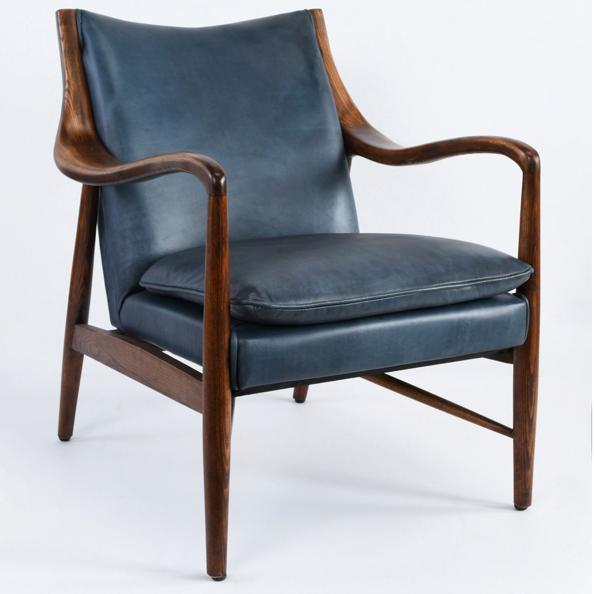 Keyanna Top Grain Leather Club Chair - Blue - Classic Carolina Home