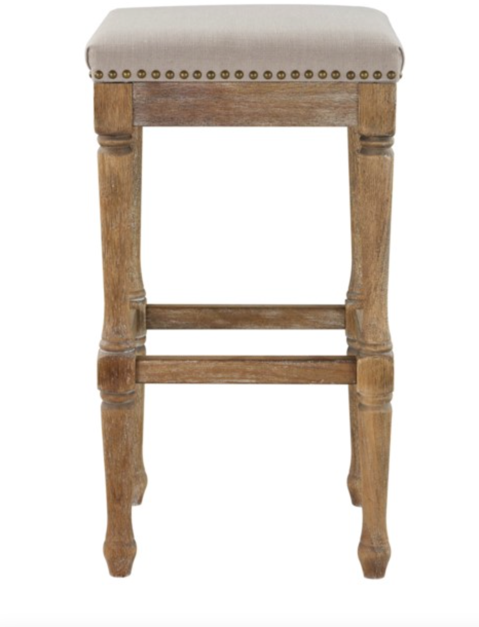 Walker Barstool - Grey Linen + Driftwood - Classic Carolina Home