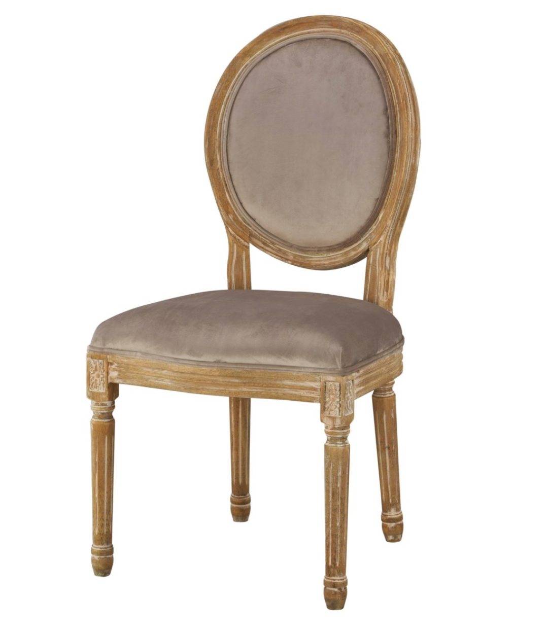 Hartwell Oval Fabric Back Side Chair - Platinum Velvet + Driftwood - Classic Carolina Home