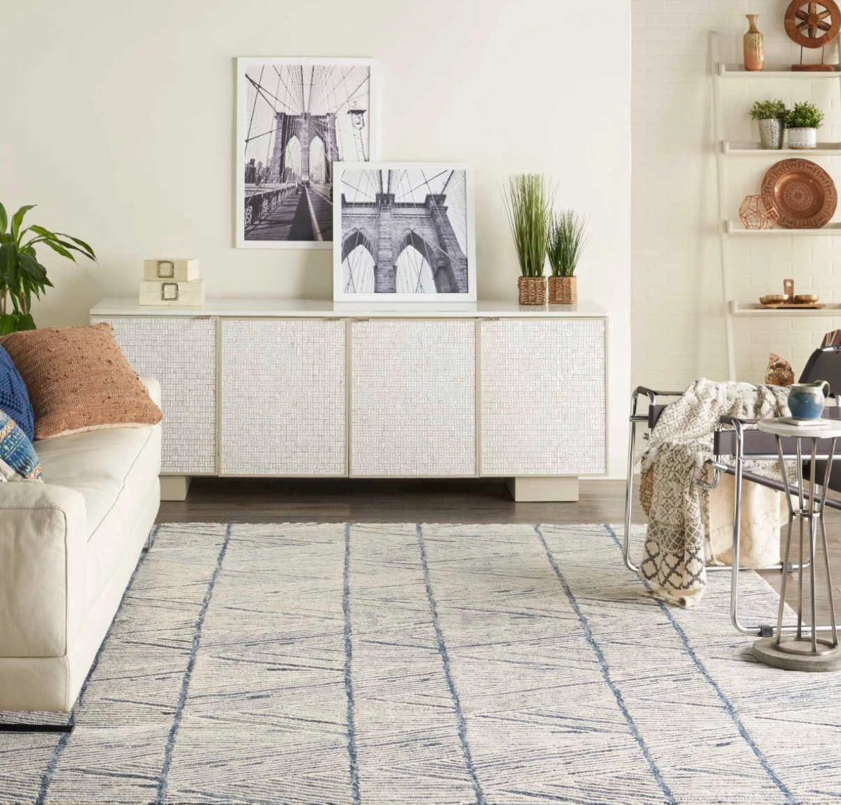 Denver Area Rug - White/Blue - Classic Carolina Home
