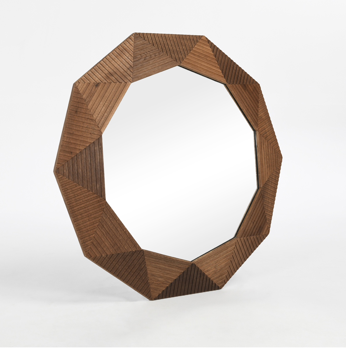 Neva 47" Geometric Oak Wood Mirror