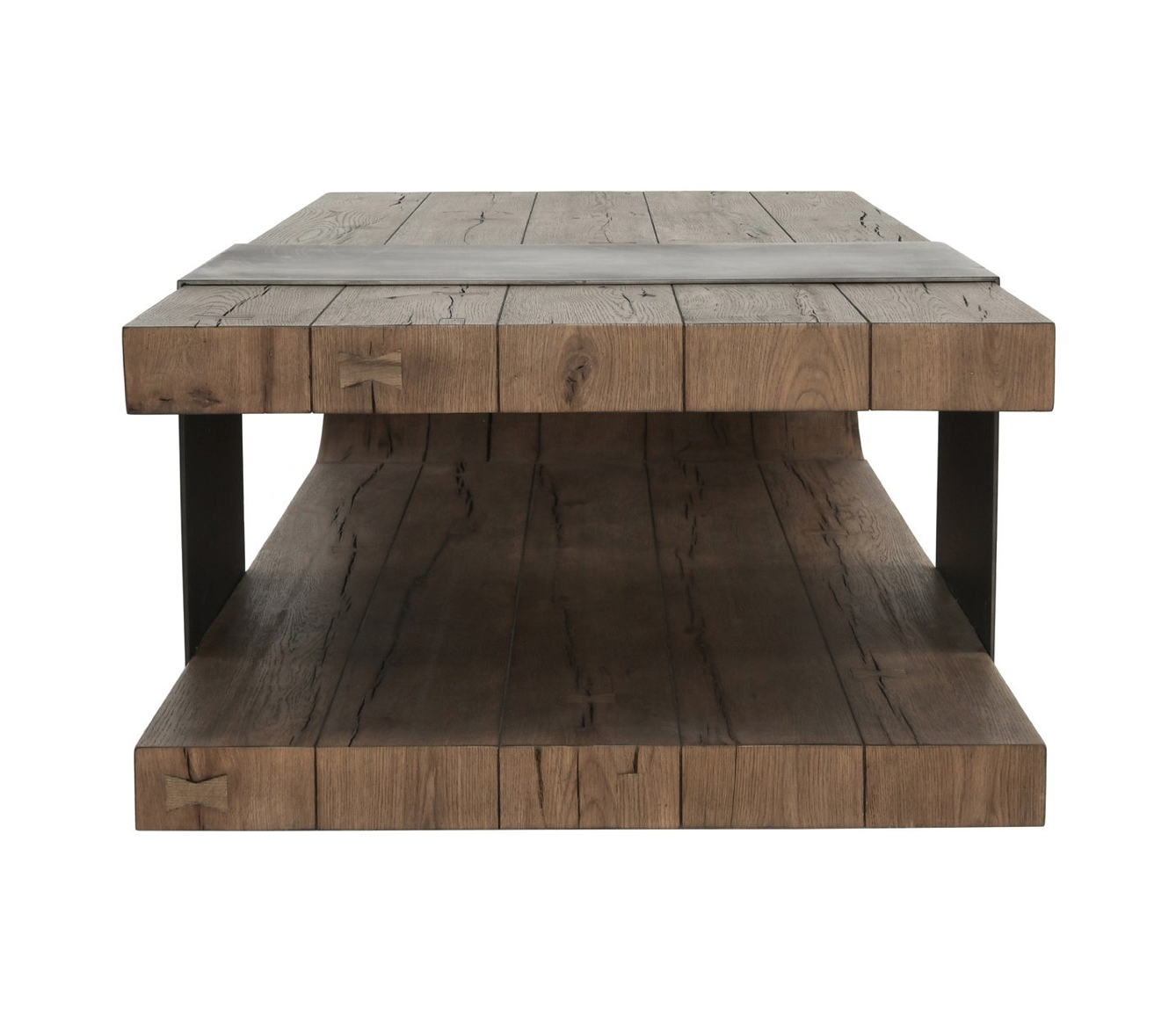 Doster 63" Reclaimed Oak Coffee Table - Natural + Iron