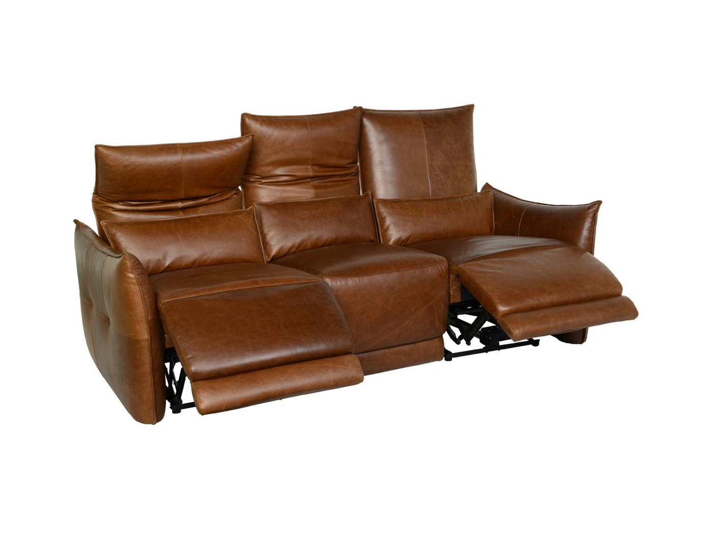 Helsinki 78" 3 Cushion Top Grain Leather Power Motion Reclining Sofa - Brown