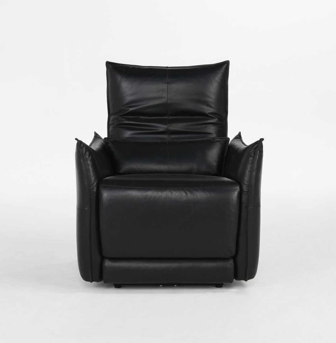 Helsinki 33" Top Grain Leather Power Motion Recliner - Black