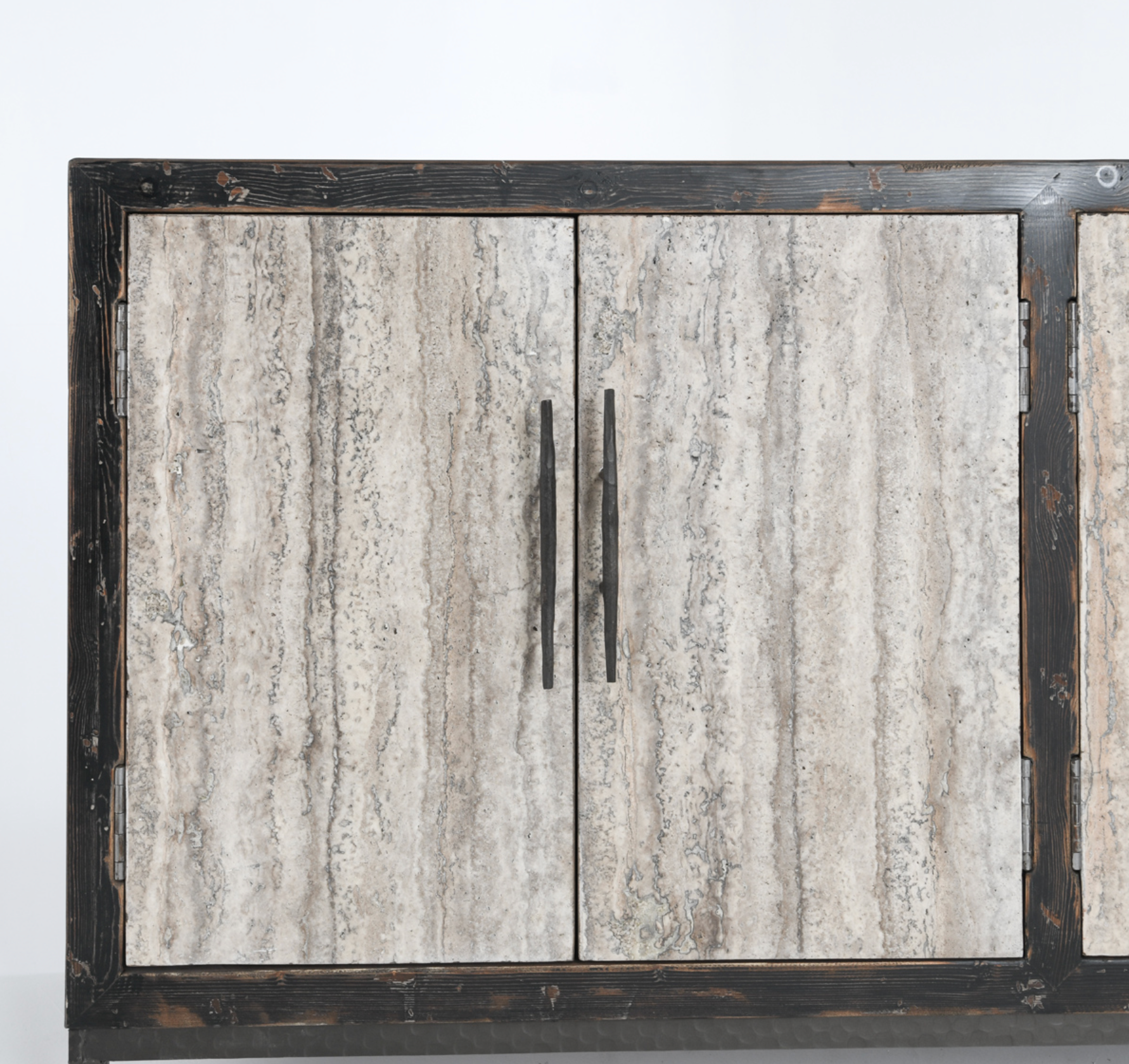 Drake 103" Reclaimed Pine + Travertine 6 Door Sideboard