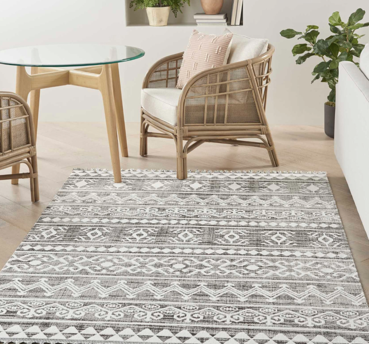 Azteca Area Rug - Ivory/Grey
