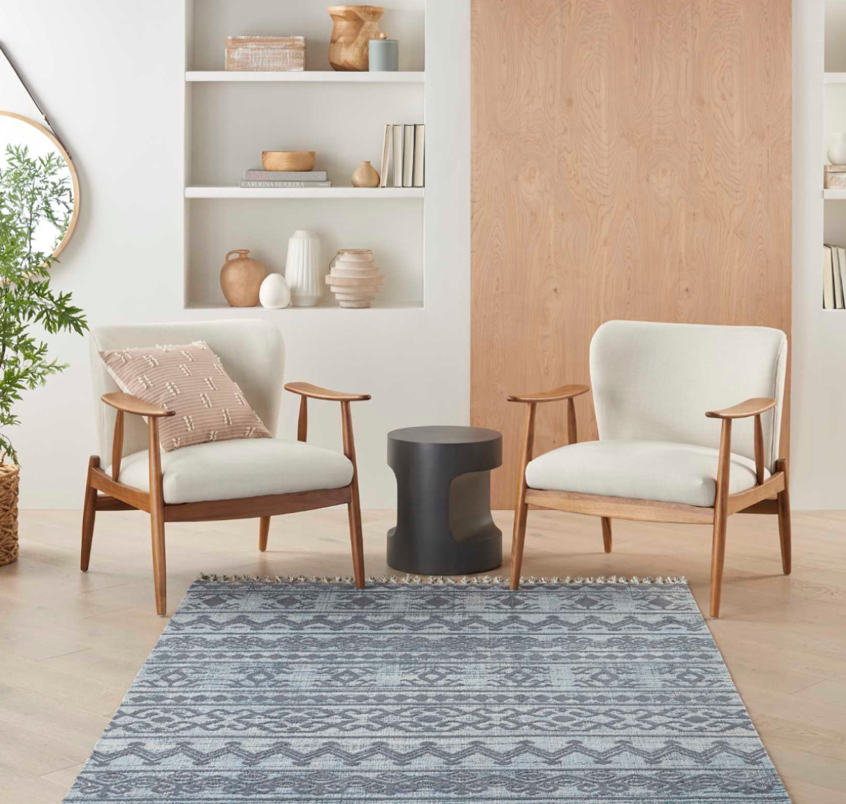 Azteca Area Rug - Light Blue/ Charcoal