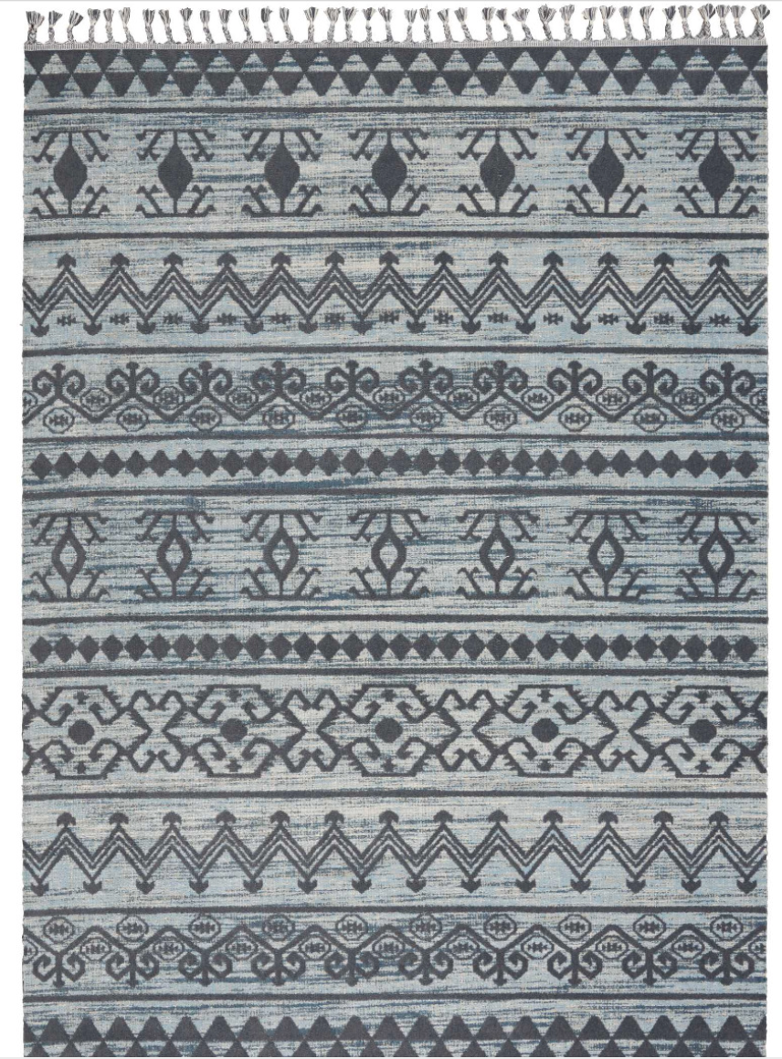 Azteca Area Rug - Light Blue/ Charcoal