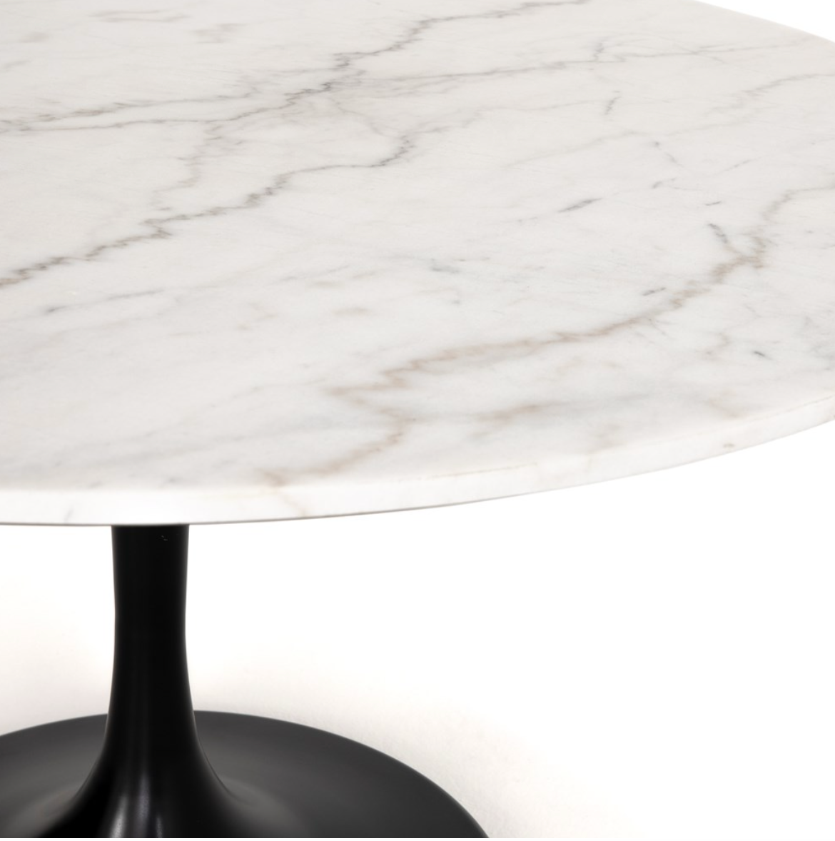 Piper 55" Round Tulip Dining Table - Marble + Iron