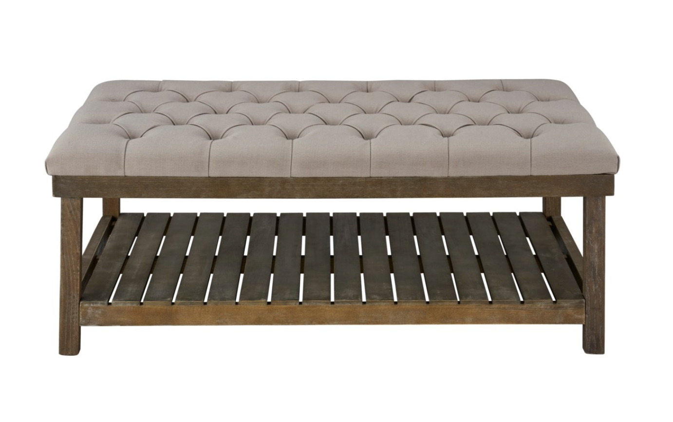Jasper 51" Tufted Cocktail Ottoman - Mist Grey + Ash