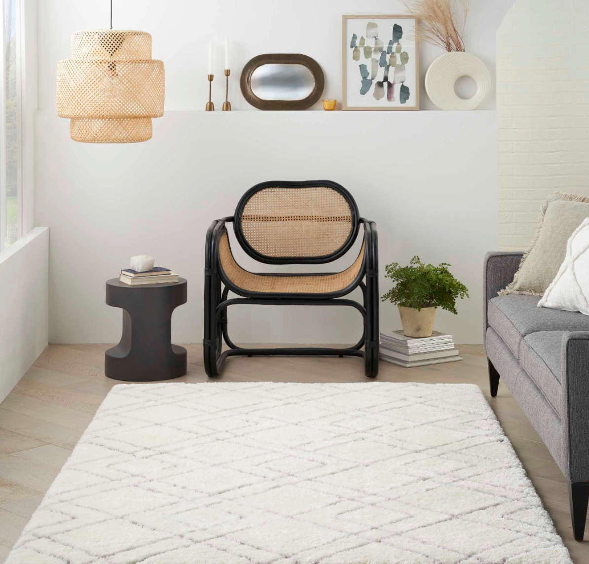 Diva Shag Area Rug - Ivory Diamond