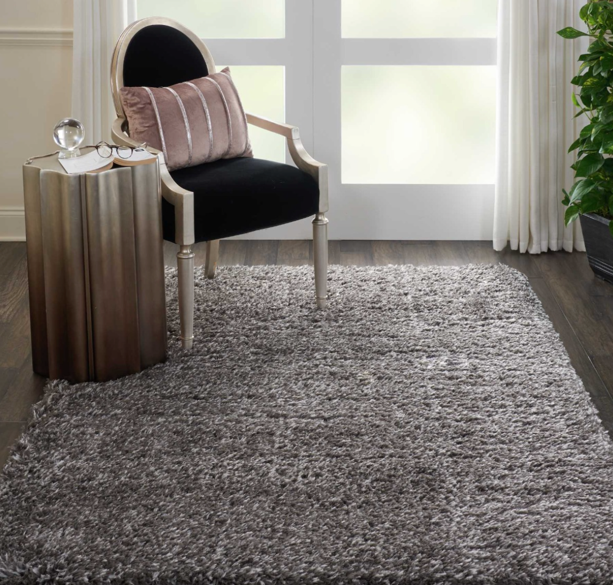 Lustrous Shag Area Rug - Charcoal