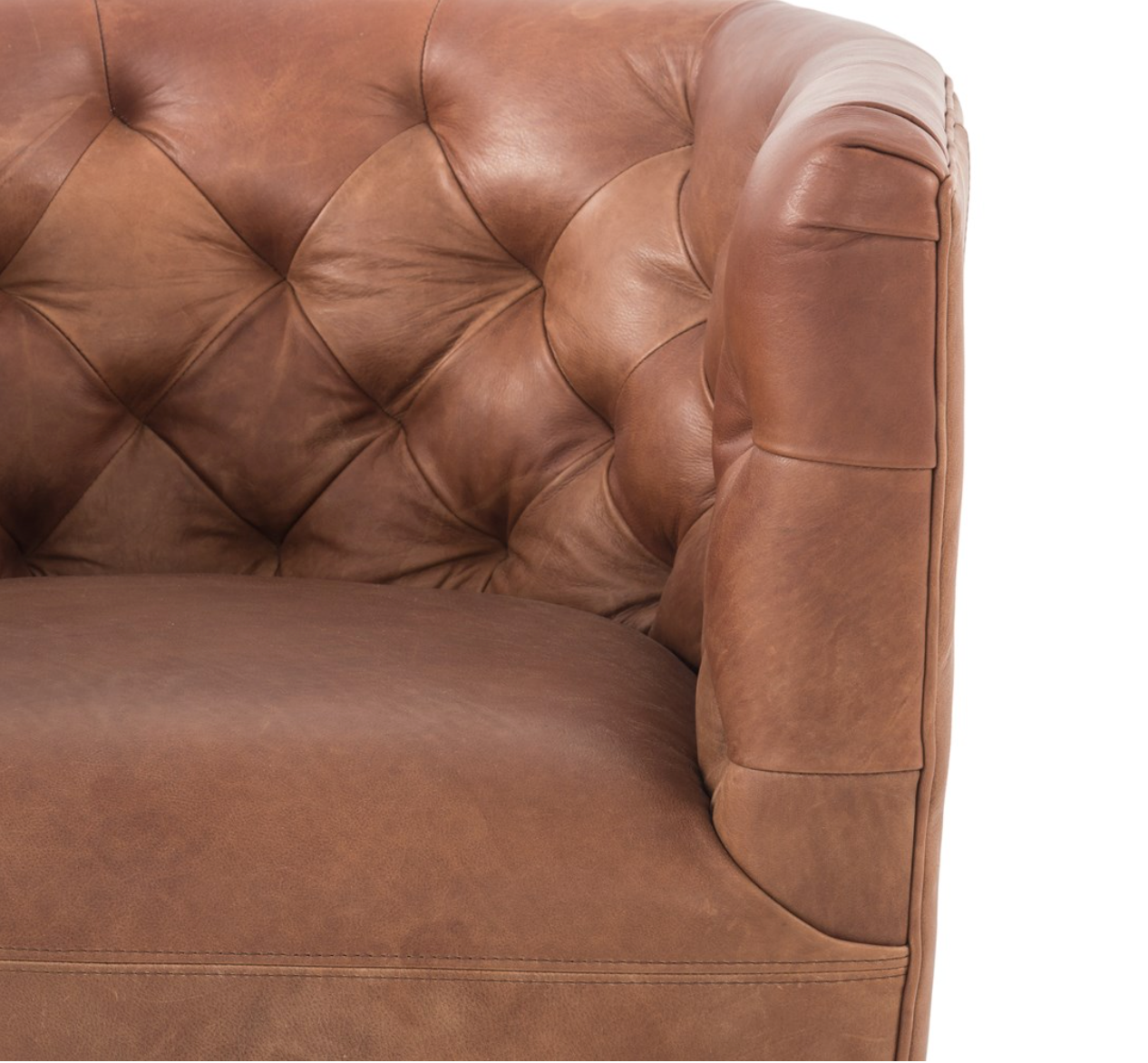 Hancock Top Grain Leather Swivel Chair - Butterscotch