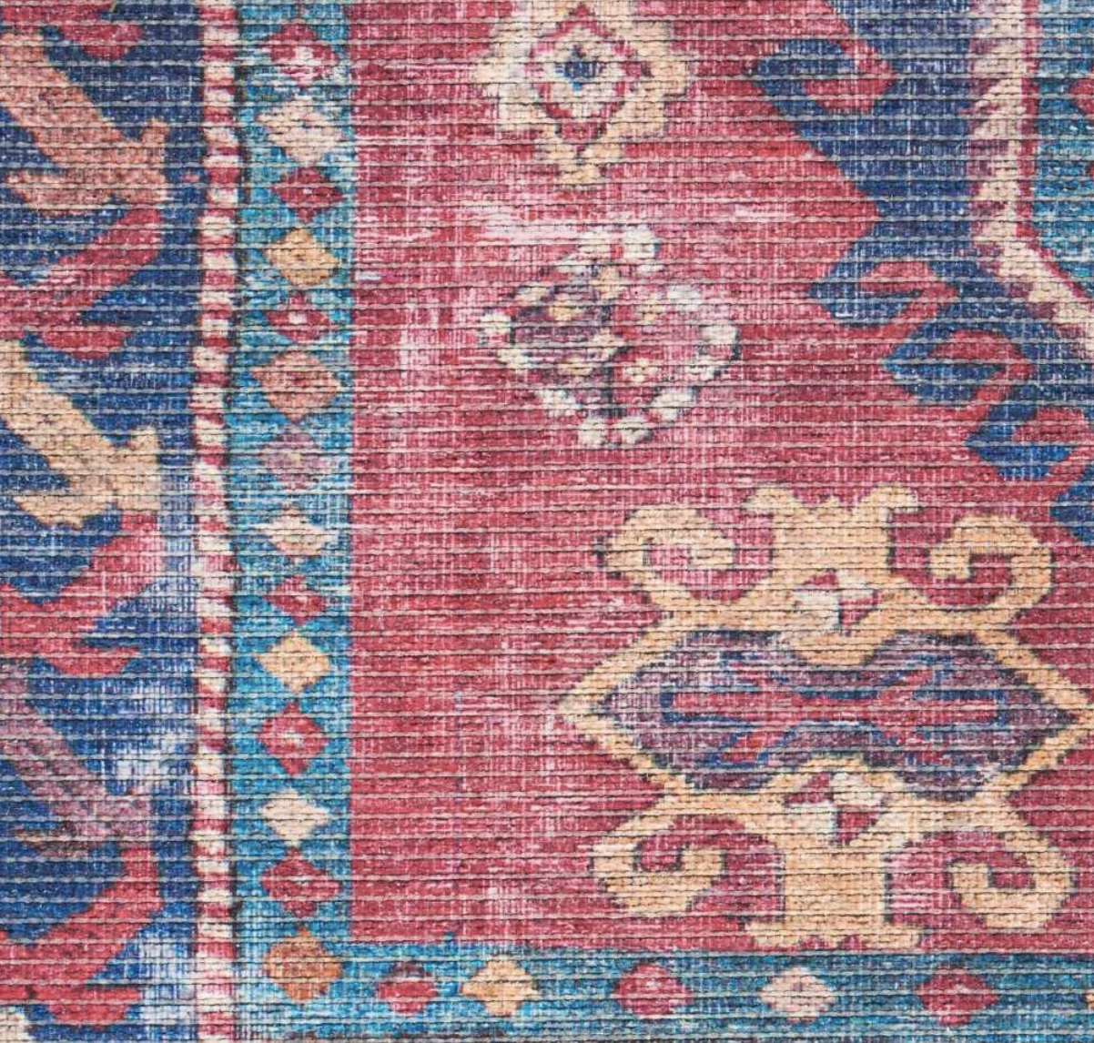 New Horizons Washable Area Rug - Red/Navy