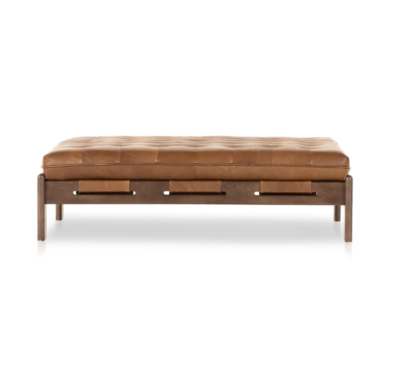 Hampton 50" Top Grain Leather Cocktail Ottoman - Heirloom Sienna