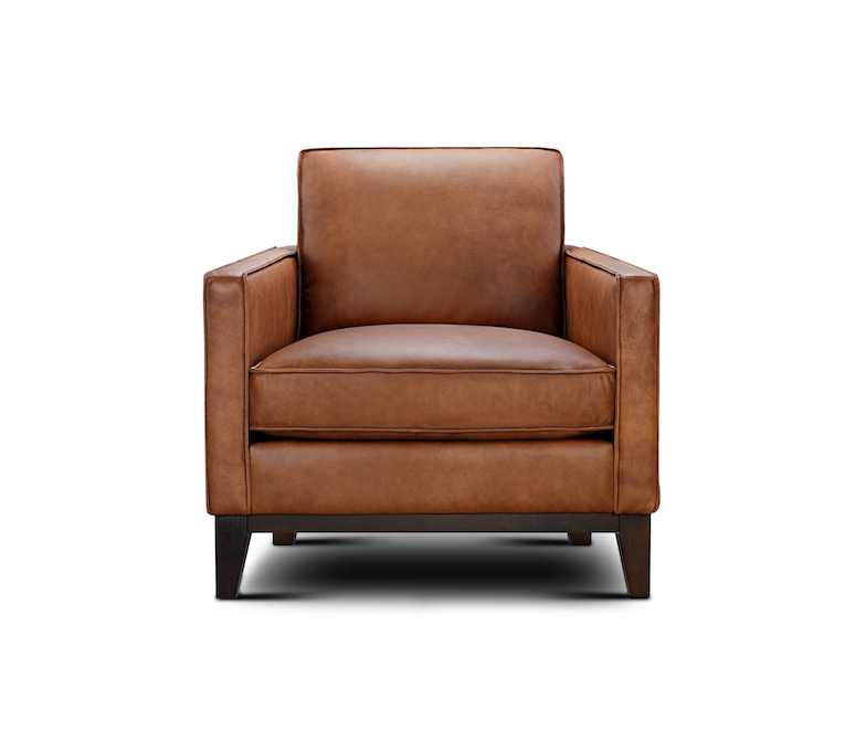 Willis 33" Top Grain Leather Chair - Cognac - Classic Carolina Home
