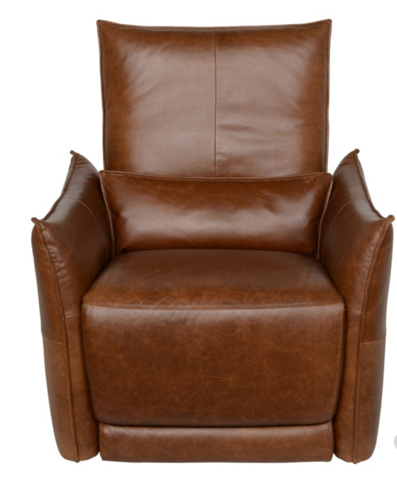 Helsinki 33" Top Grain Leather Recliner - Brown - Classic Carolina Home