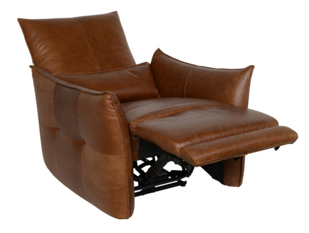 Helsinki 33" Top Grain Leather Recliner - Brown - Classic Carolina Home