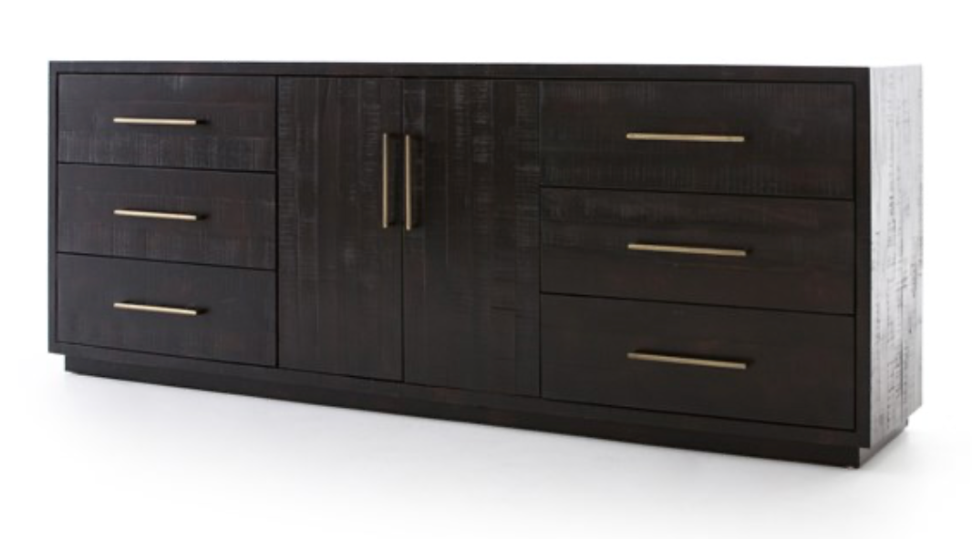 Smyrna 88" Media Console - Burnished Black + Brass - Classic Carolina Home