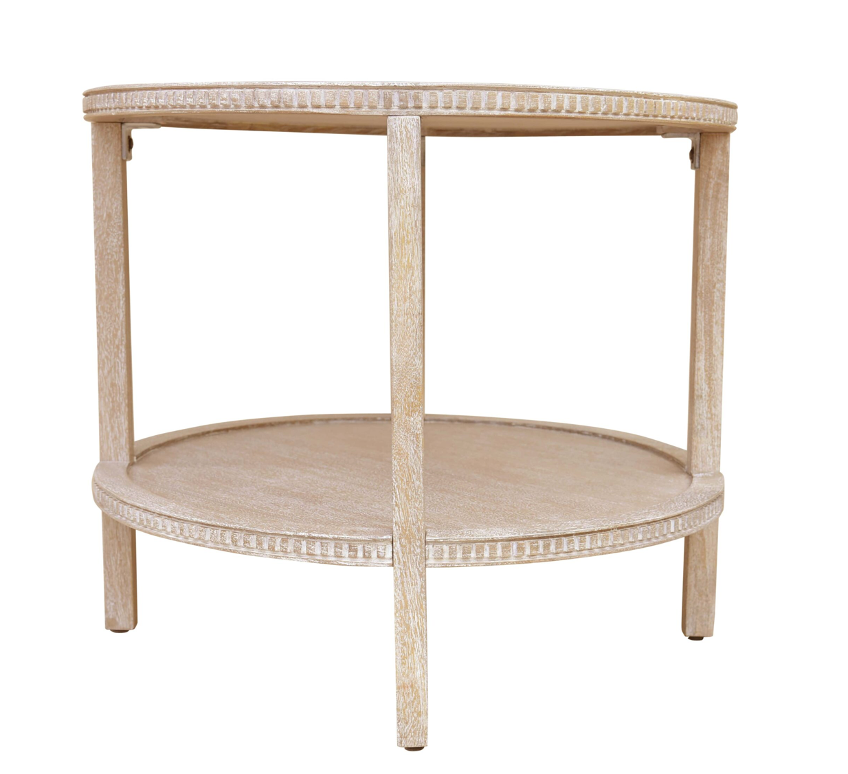 Amber 28" Round End Table - New White Wash