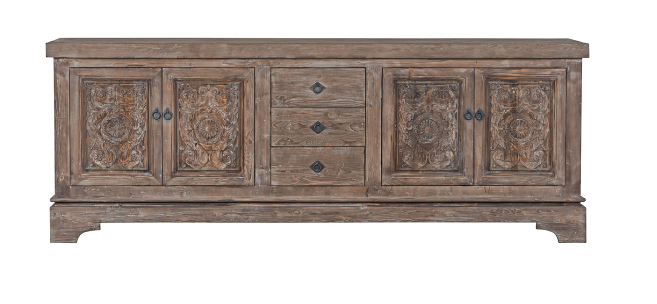 Amera 106" Wood + Iron Sideboard - Mocha
