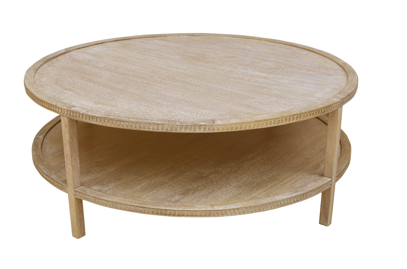 Amber 48" Round Coffee Table - New White Wash