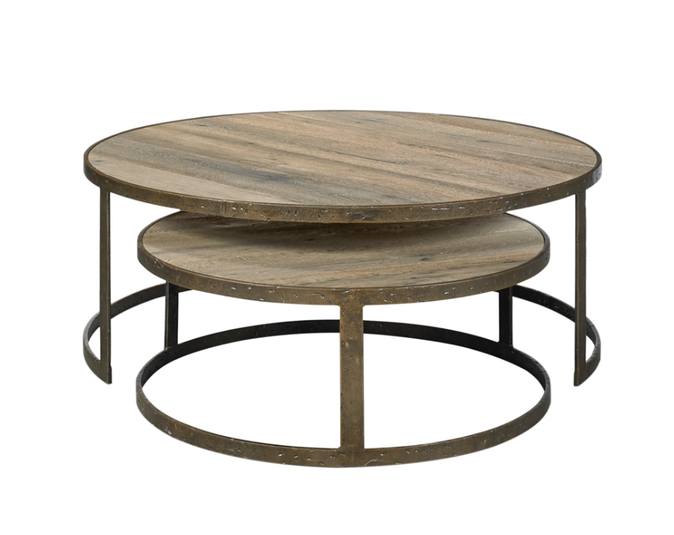 Larissa 43" Nesting Tables Set of 2 - Oak + Iron