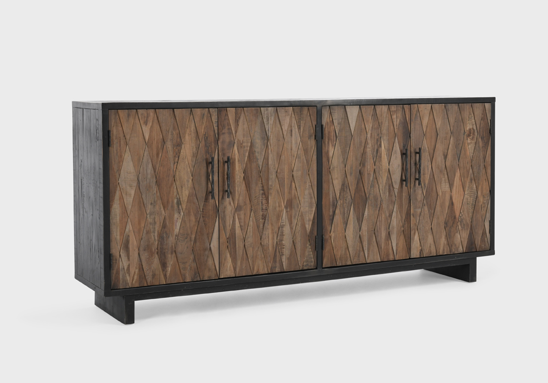 Dmitri 78" Reclaimed Elm 4 Door Sideboard - Ebony
