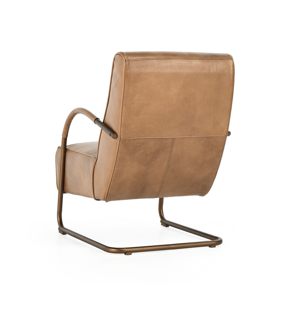 Flint 24" Top Grain Leather Chair - Toffee + Iron