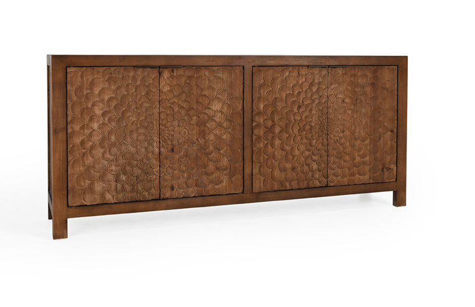 Dahlia 86" 4 Door Hand Carved Sideboard - Natural