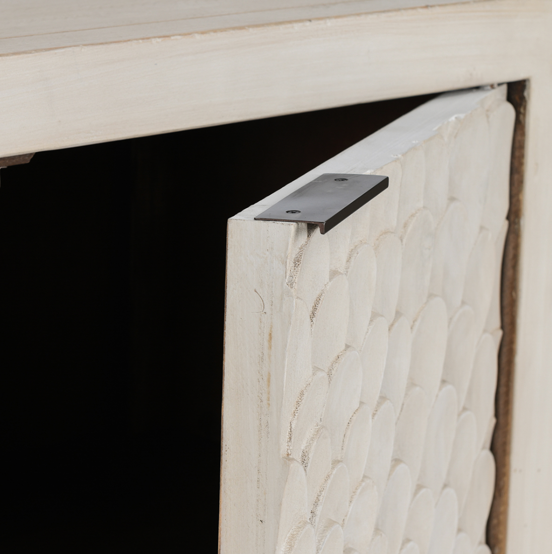 Dahlia 86" 4 Door Hand Carved Sideboard - Cream