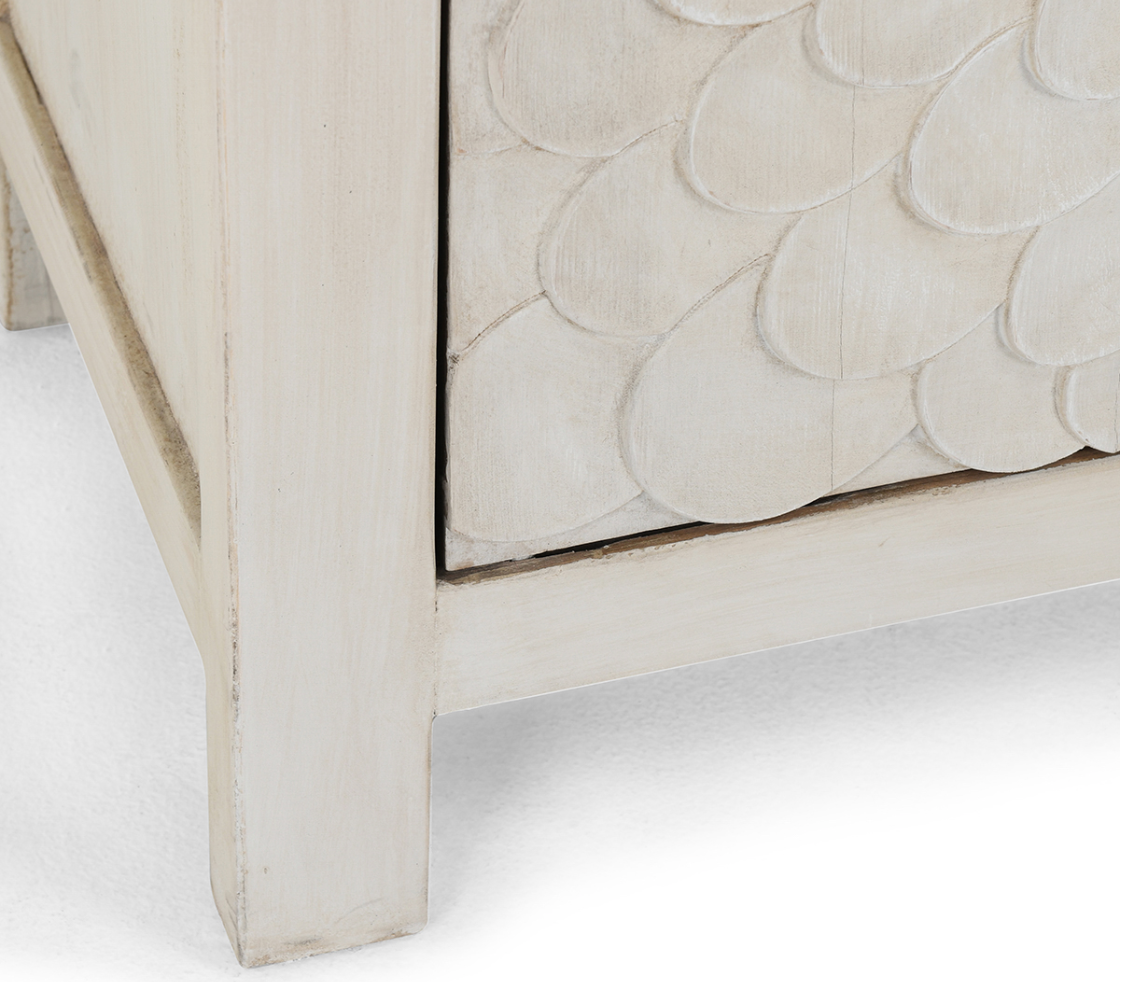 Dahlia 86" 4 Door Hand Carved Sideboard - Cream