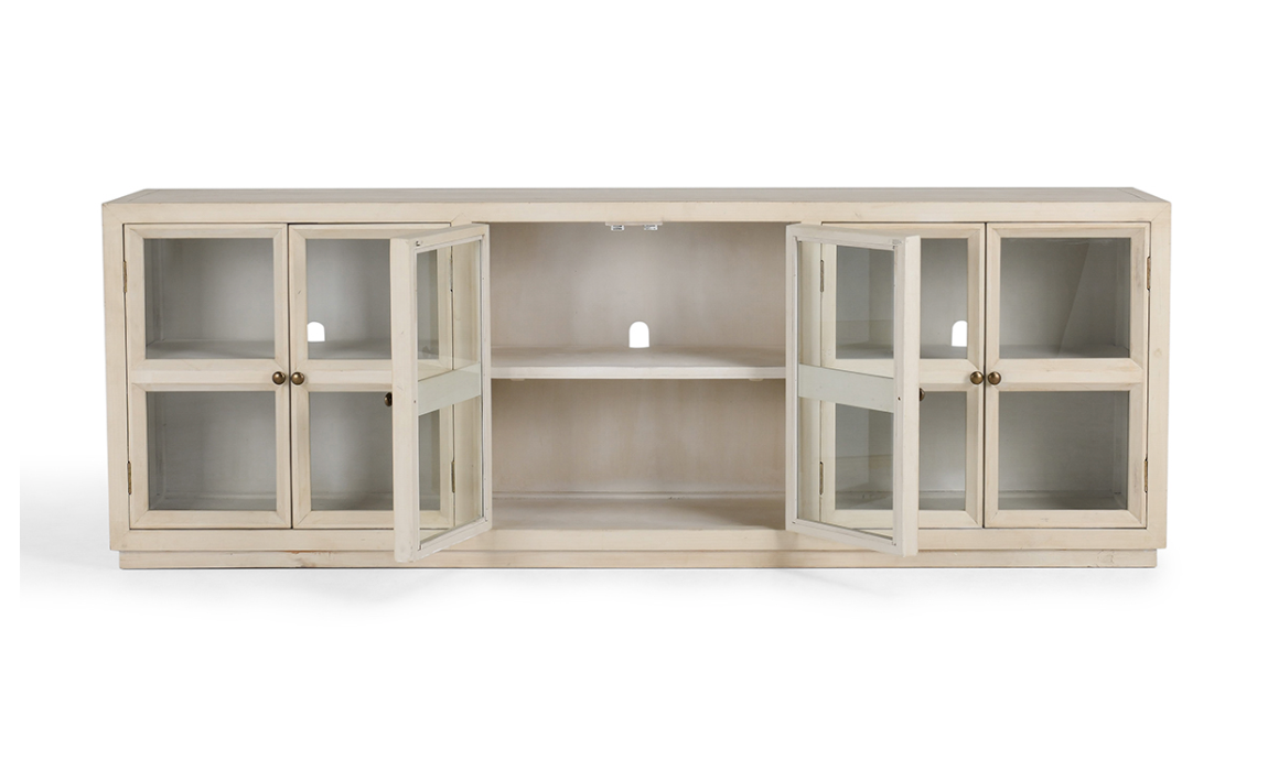 Jaye 103" 6 Door Glass Front Sideboard - Cream