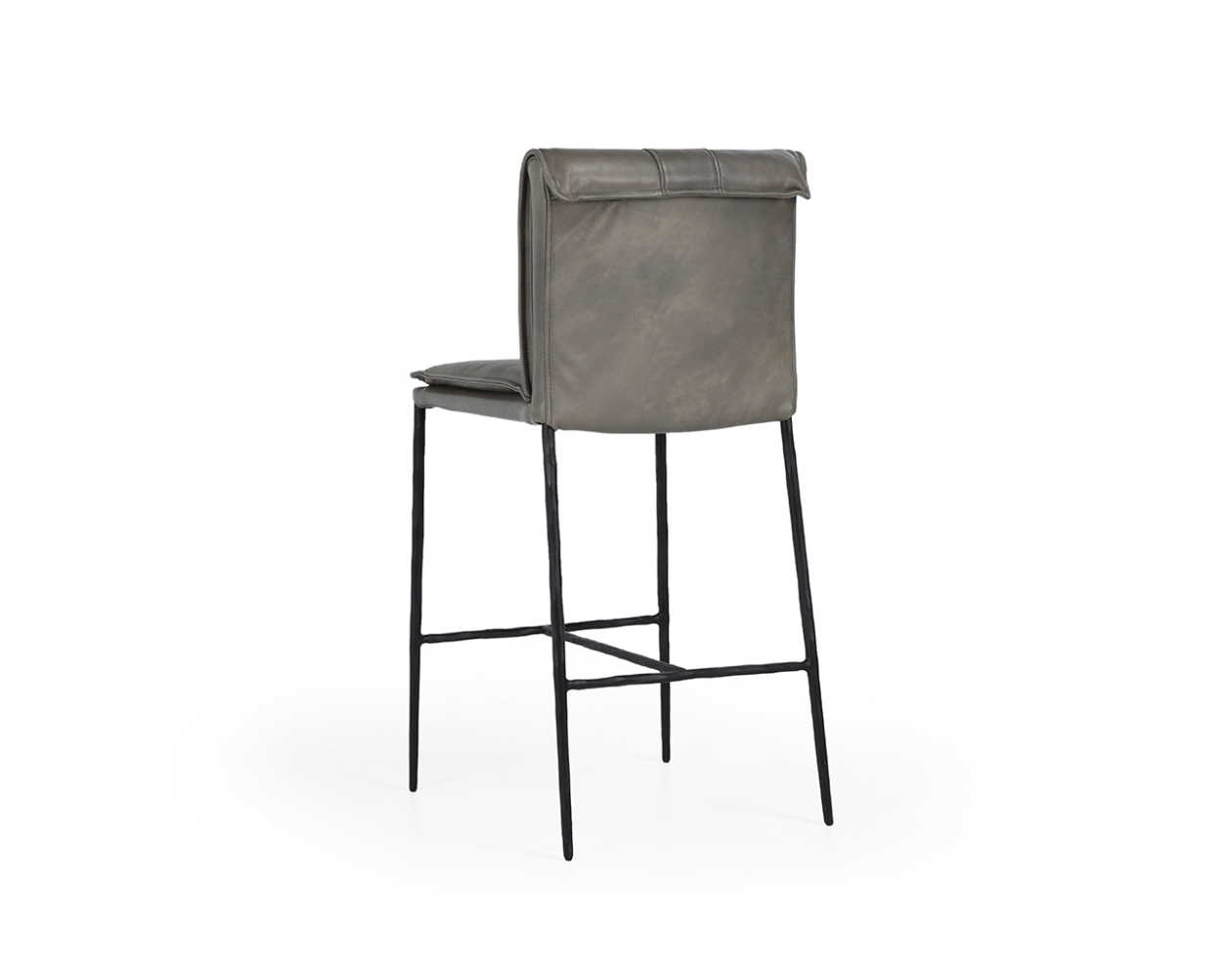 Wesley Top Grain Counter Stool - Gray + Iron