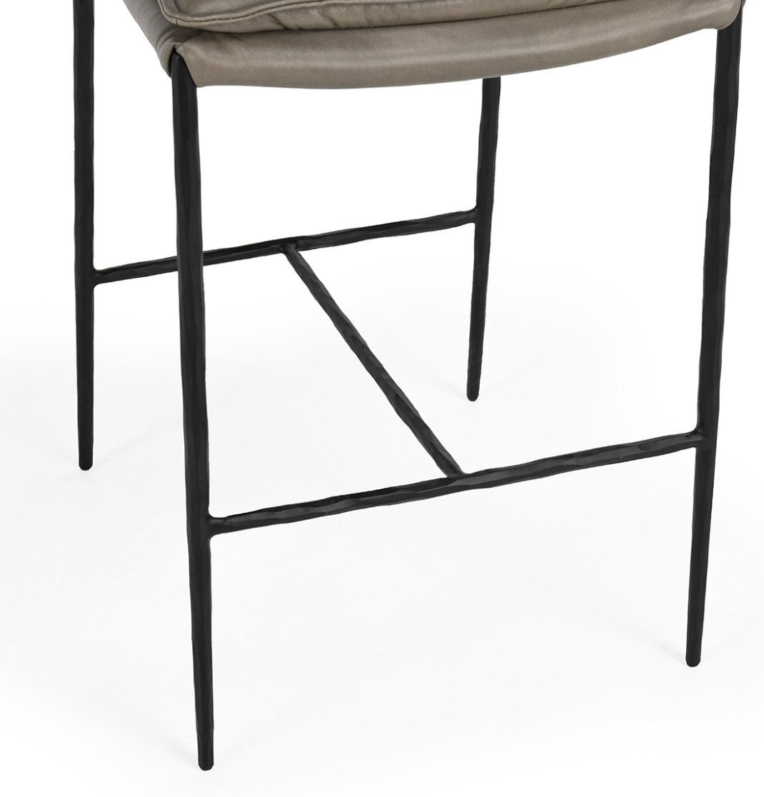Wesley Top Grain Counter Stool - Gray + Iron