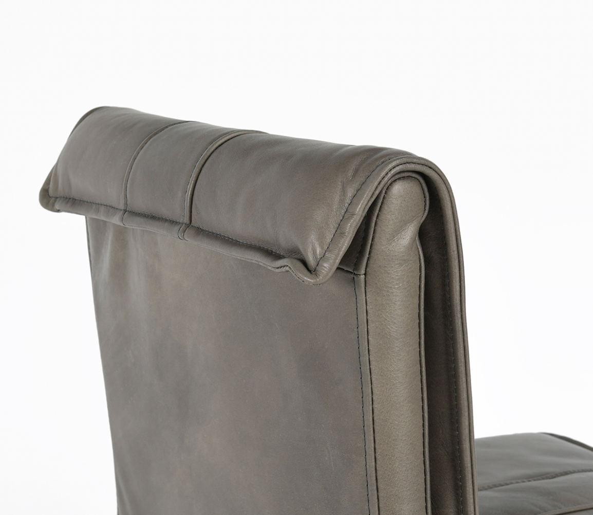 Wesley Top Grain Counter Stool - Gray + Iron