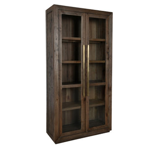 Tristan 45" Wood & Glass 2 Door Oak Cabinet - Espresso - Classic Carolina Home