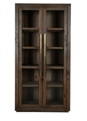 Tristan 45" Wood & Glass 2 Door Oak Cabinet - Espresso - Classic Carolina Home