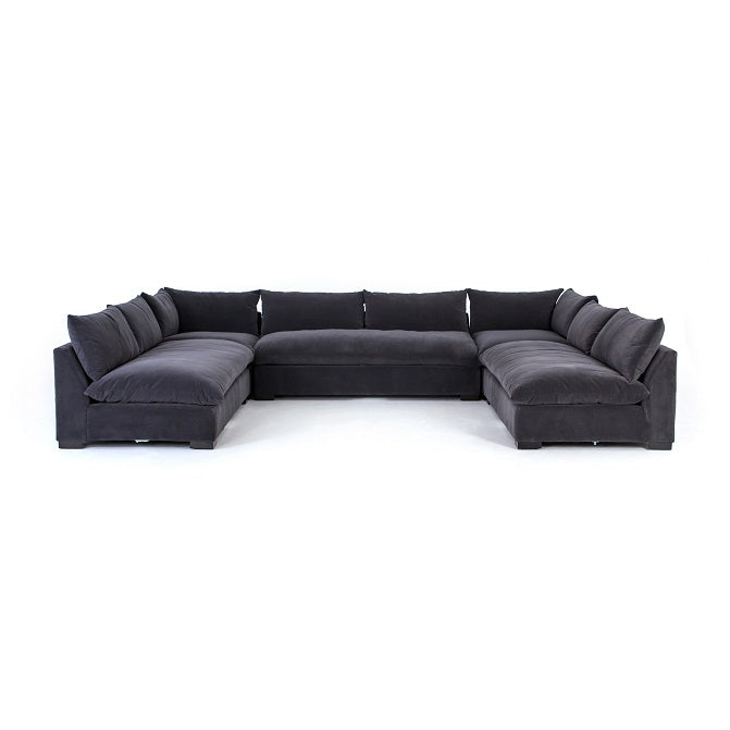 Ghent 152" Bench Seat Sectional - Crypton Charcoal - Classic Carolina Home