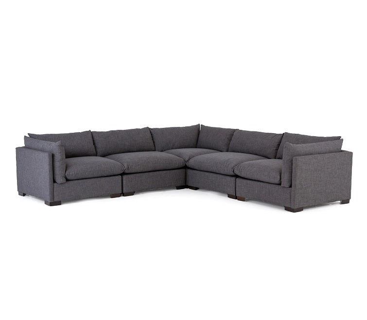 Blakeney 117" 5 Cushion Sectional - Charcoal - Classic Carolina Home