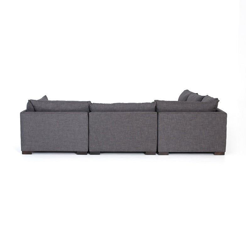 Blakeney 117" 5 Cushion Sectional w/Ottoman - Charcoal - Classic Carolina Home